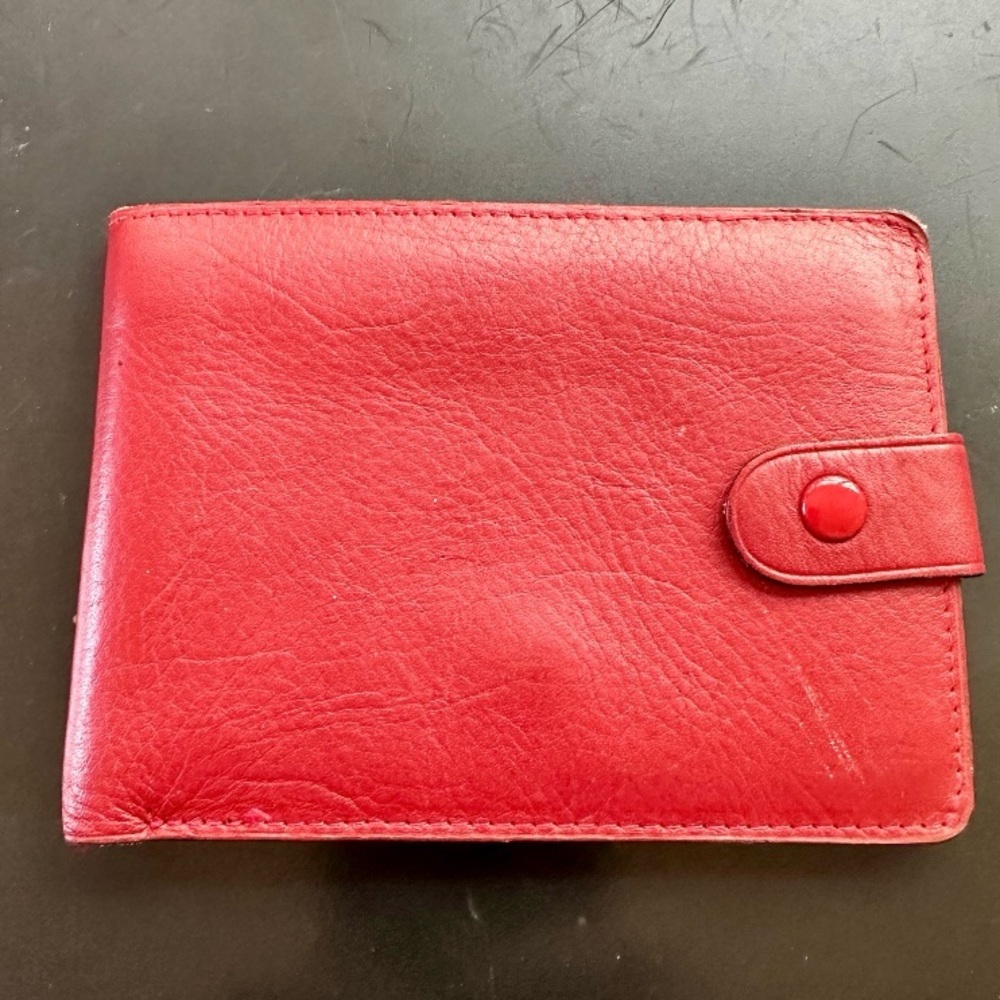 NEW VINTAGE 1980s ROLEX GENEVA RED LEATHER BIFOLD WALLET COIN PURSE UNUSED SNAP